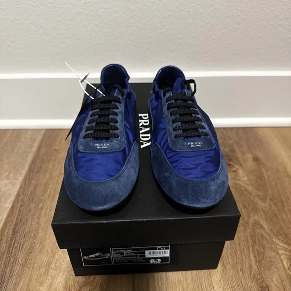 Prada Men's Navy and Black Sneakers
